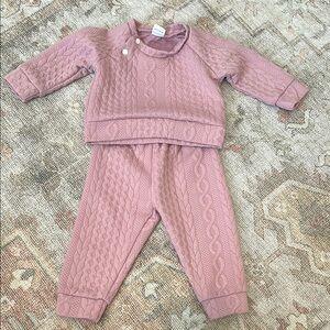Pink Cable Knit Look Baby Outfit